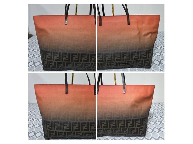Borsa Shopper Fendi Zucca FF Arancione e Marrone - vista 4
