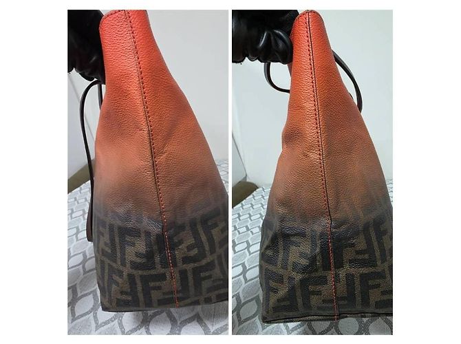 Borsa Shopper Fendi Zucca FF Arancione e Marrone - vista 6
