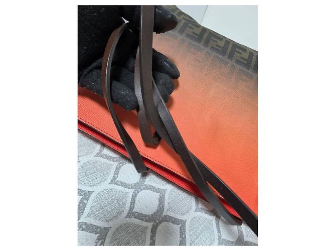 Borsa Shopper Fendi Zucca FF Arancione e Marrone - vista 7