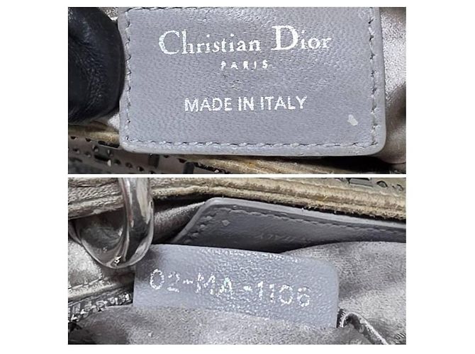 Christian Dior Mini Lady Dior Borsa in Raso e Cristalli - Grigio - vista 2