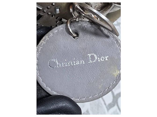 Christian Dior Mini Lady Dior Borsa in Raso e Cristalli - Grigio - vista 6