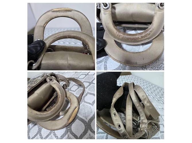 Christian Dior Mini Lady Dior Borsa in Raso e Cristalli - Grigio - vista 8