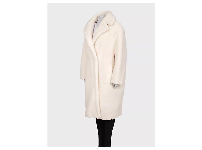Cappotto Teddy Max Mara bianco taglio dritto L usato - vista 2