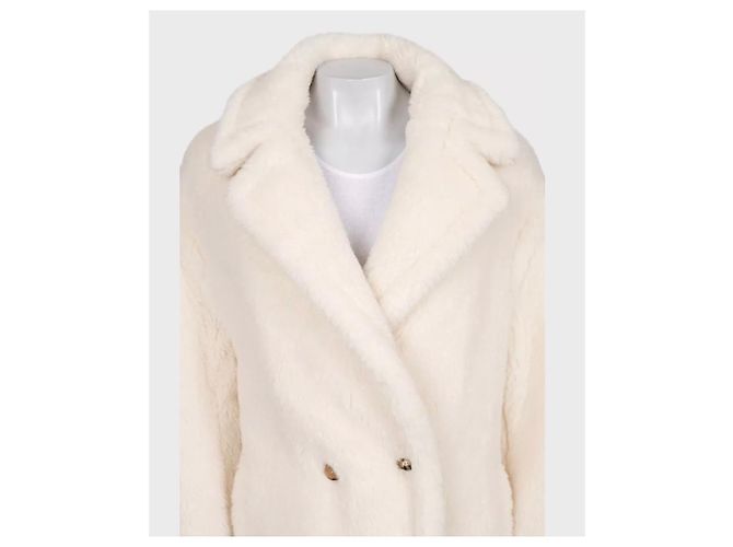 Cappotto Teddy Max Mara bianco taglio dritto L usato - vista 4