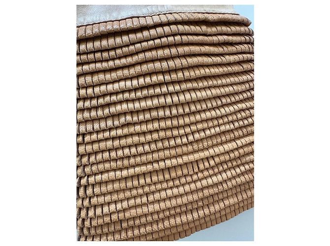 Fendi Beige Leather Jacket Woven Sleeves IT 42 Pre-owned - view 3