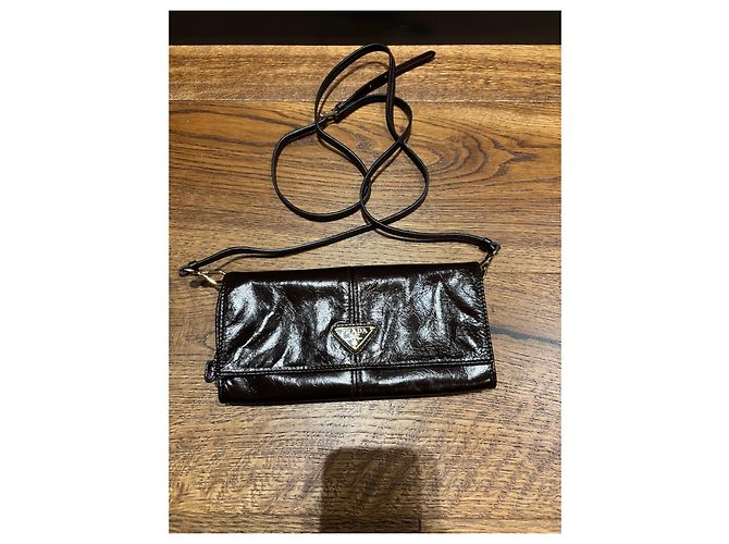 Prada Cartera con cadena en piel Vitello Daino - Marrón oscuro - vista 2