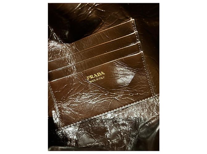 Prada Cartera con cadena en piel Vitello Daino - Marrón oscuro - vista 4
