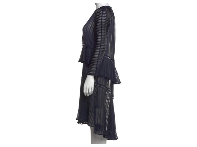 Vestido de seda a rayas azul marino con volantes Zimmermann - vista 2