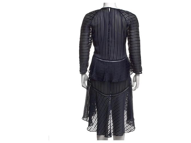 Vestido de seda a rayas azul marino con volantes Zimmermann - vista 3