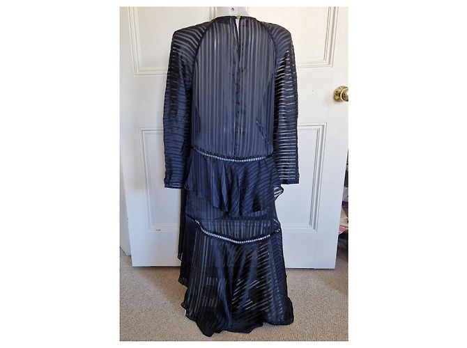 Vestido de seda a rayas azul marino con volantes Zimmermann - vista 7