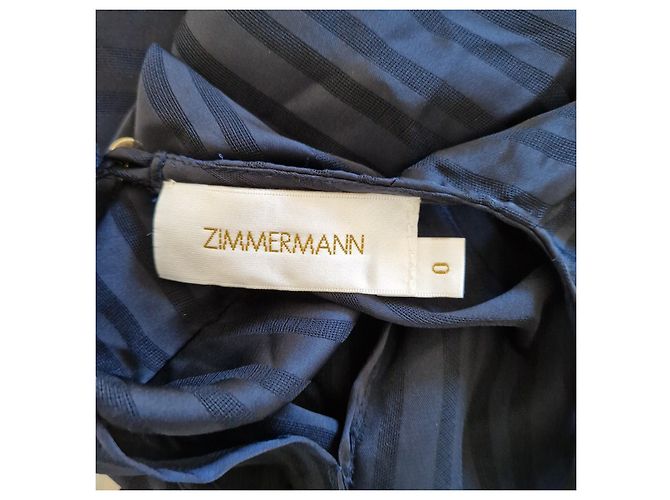 Vestido de seda a rayas azul marino con volantes Zimmermann - vista 8