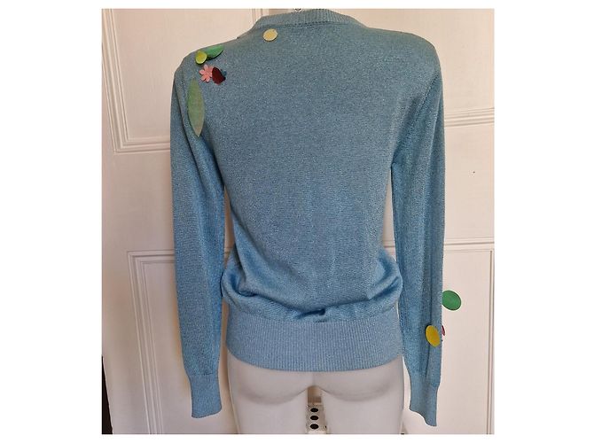 Sweater de malha azul metálico Christopher Kane com apliques - vista 4
