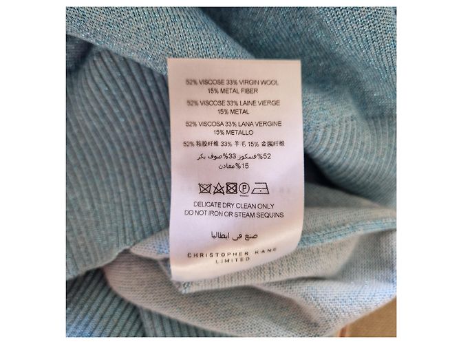 Sweater de malha azul metálico Christopher Kane com apliques - vista 7