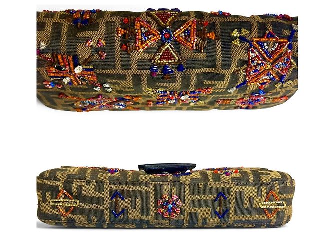 Fendi Borsa Baguette Zucca Blu Lucertola Ricamata - vista 8