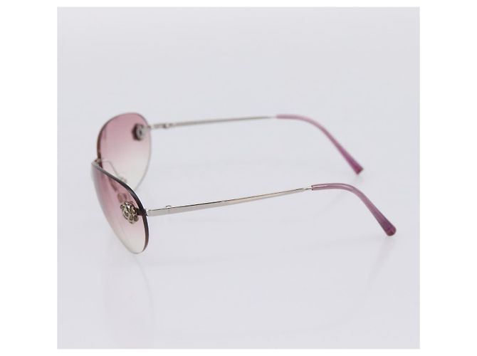 Chanel Camélia Occhiali da sole in metallo rosa - vista 4