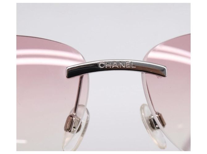 Chanel Camélia Occhiali da sole in metallo rosa - vista 7