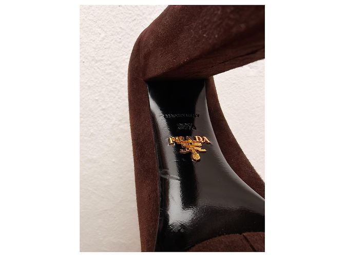 Prada Brown suede high heel shoes - view 2