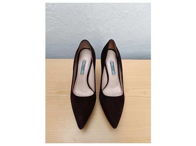 Prada Brown suede high heel shoes - view 7