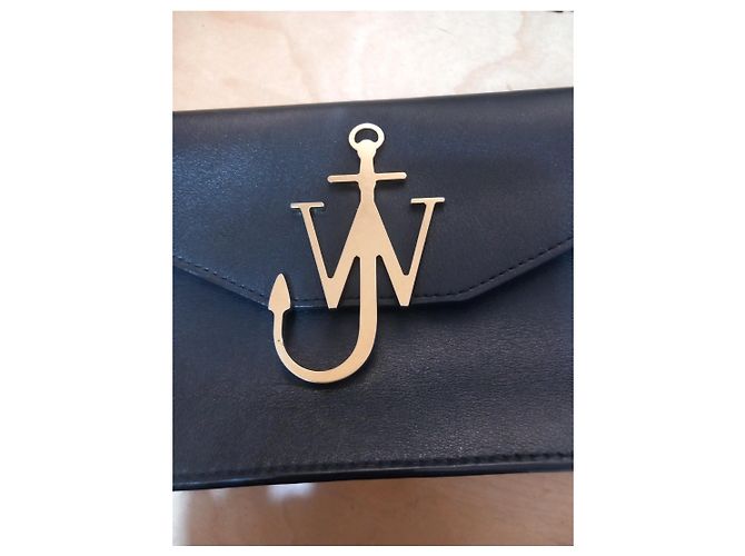 Borsa a tracolla JW Anderson Anchor in pelle nera - vista 10