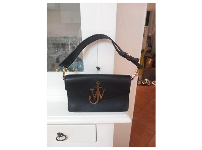 Borsa a tracolla JW Anderson Anchor in pelle nera - vista 2