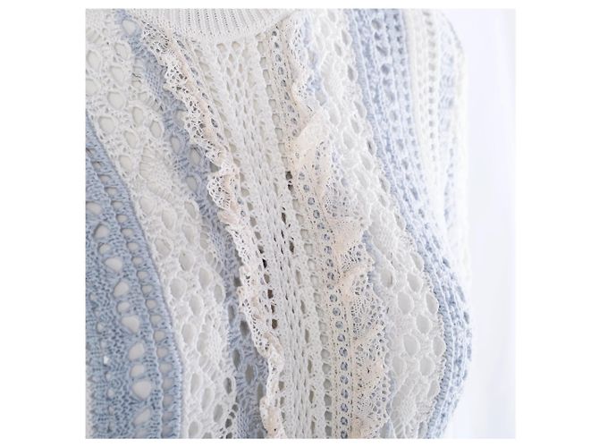 Vestido de malha crochet em algodão com riscas azuis e brancas Red Valentino - vista 4