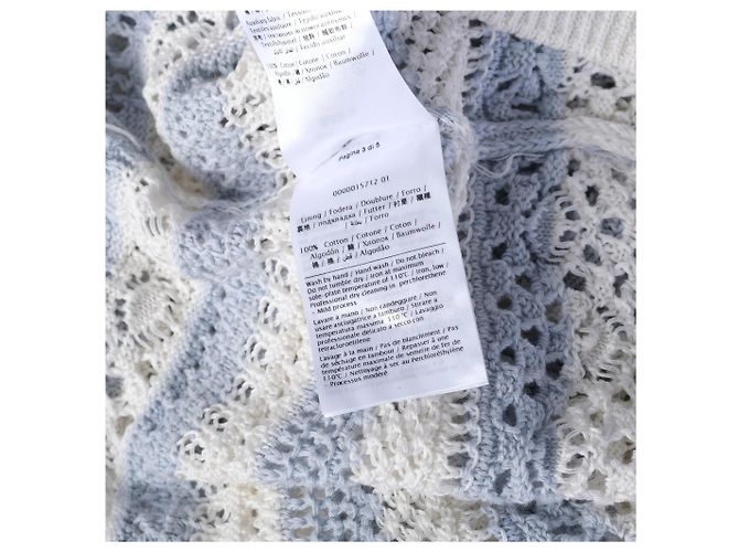 Vestido de malha crochet em algodão com riscas azuis e brancas Red Valentino - vista 5