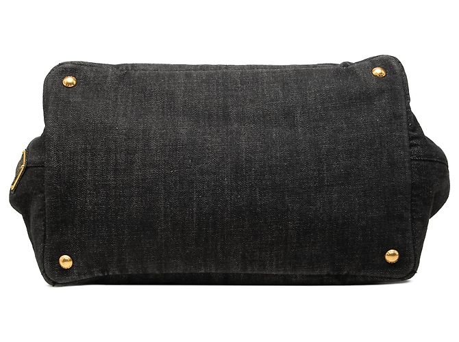 Tote Sac cabas satchel Prada Denim Canapa Logo noir - vue 3
