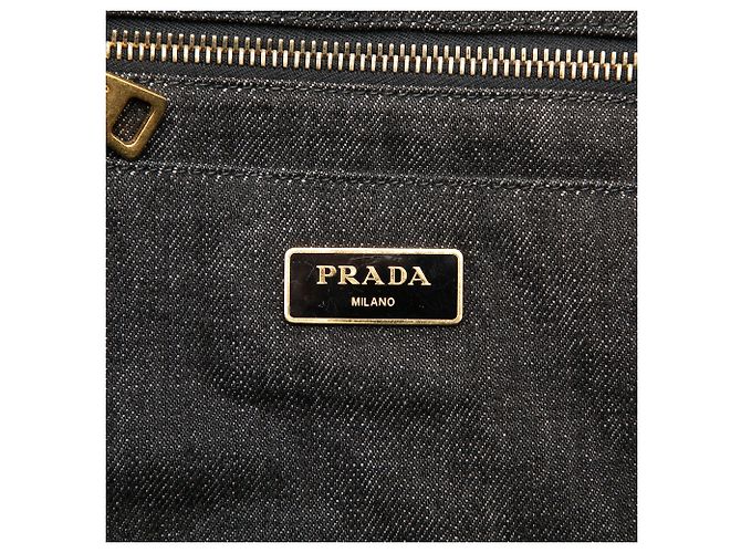 Tote Sac cabas satchel Prada Denim Canapa Logo noir - vue 5