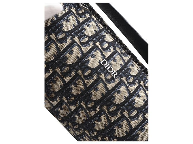 Bolso Roller Messenger Mini Oblique Canvas Azul Dior - vista 10