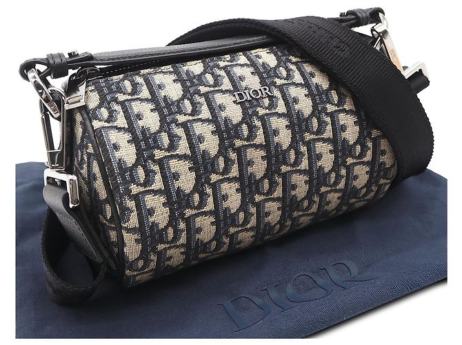 Bolso Roller Messenger Mini Oblique Canvas Azul Dior - vista 5