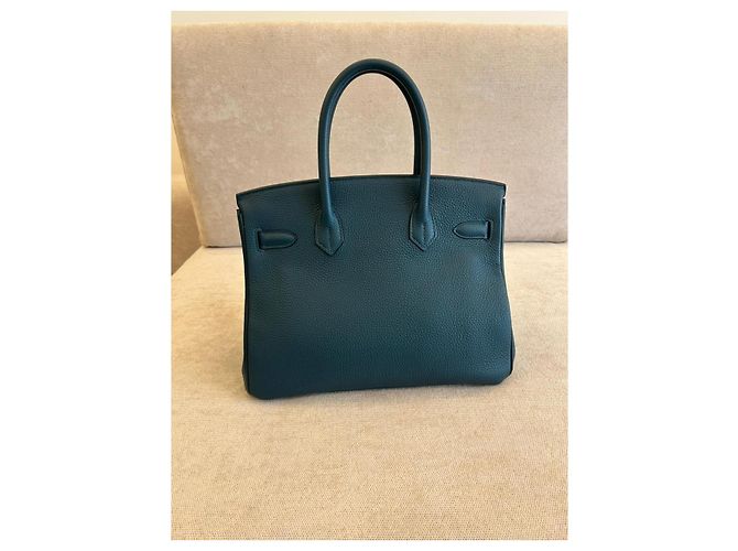 Hermès Birkin 30 bolso de mano de cuero azul - vista 2