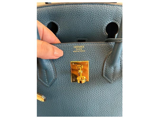 Hermès Birkin 30 bolso de mano de cuero azul - vista 4