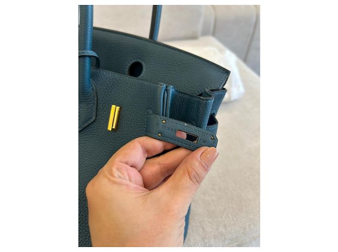 Hermès Birkin 30 bolso de mano de cuero azul - vista 5