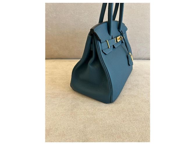 Hermès Birkin 30 bolso de mano de cuero azul - vista 6