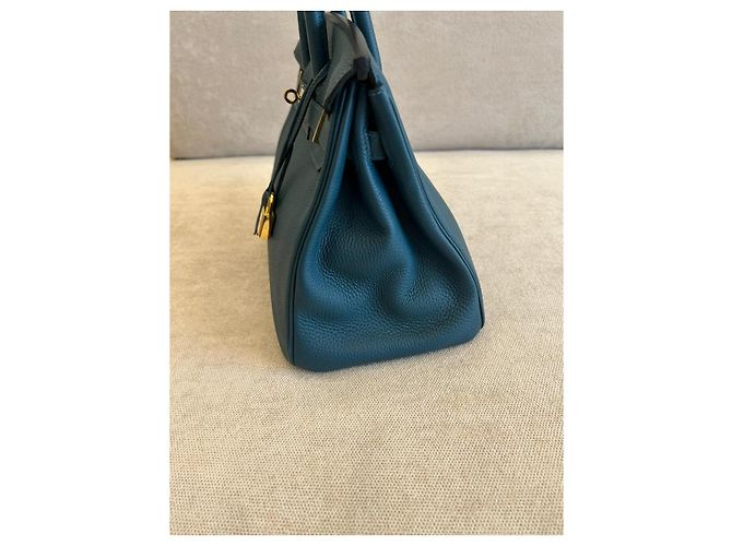 Hermès Birkin 30 bolso de mano de cuero azul - vista 7