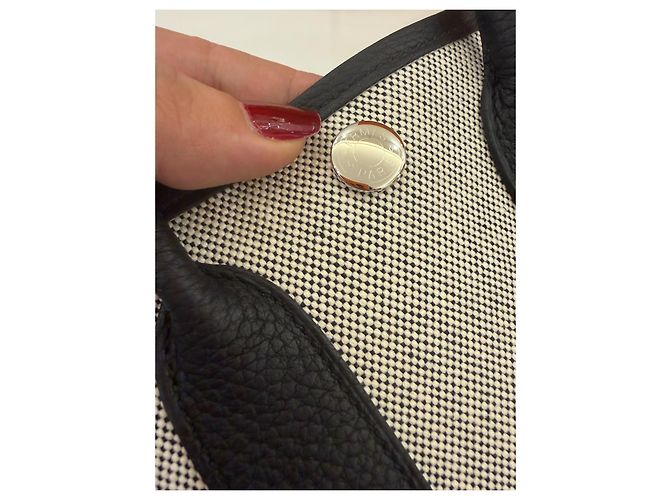 Hermès Garden Party 30 Borsa Tote Tela e Pelle Nera - vista 10