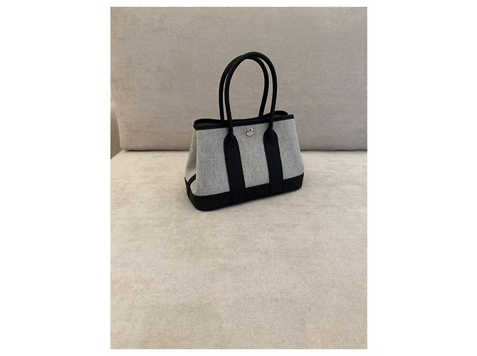 Hermès Garden Party 30 Borsa Tote Tela e Pelle Nera - vista 2