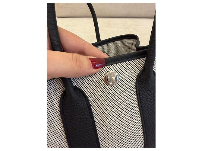 Hermès Garden Party 30 Borsa Tote Tela e Pelle Nera - vista 5