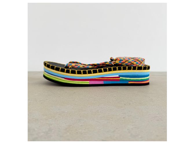 Chloé Lou Multicolor Rope Platform Sandals Spring 2022 - view 11