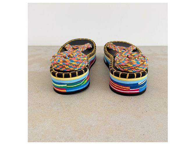 Chloé Lou Multicolor Rope Platform Sandals Spring 2022 - view 12