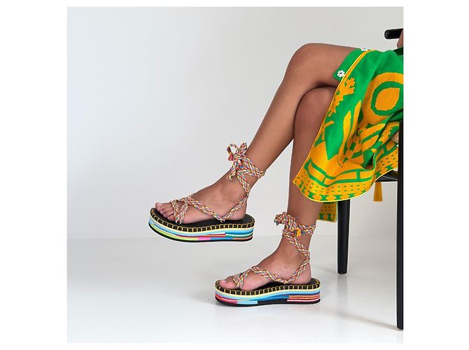 Chloé Lou Multicolor Rope Platform Sandals Spring 2022 - view 2
