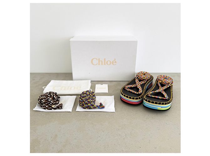 Chloé Lou Multicolor Rope Platform Sandals Spring 2022 - view 3