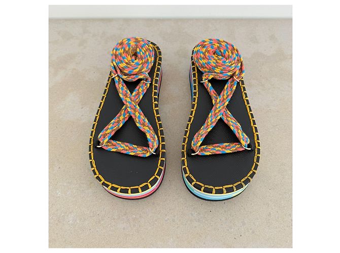 Chloé Lou Multicolor Rope Platform Sandals Spring 2022 - view 5