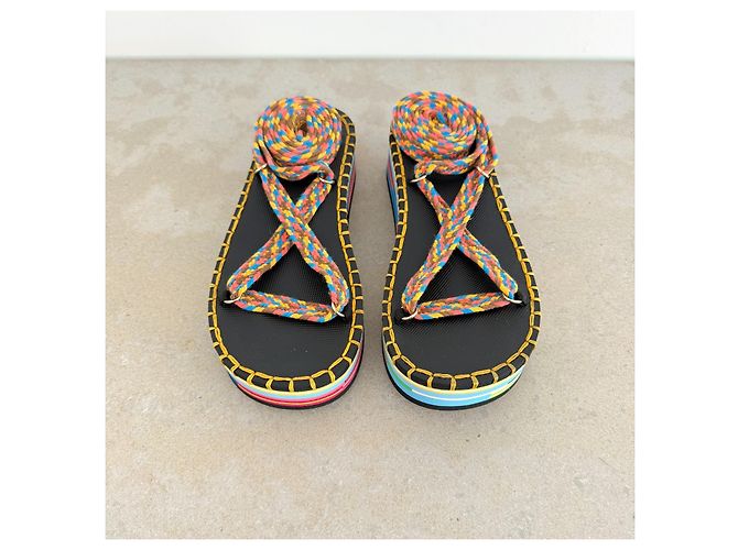 Chloé Lou Multicolor Rope Platform Sandals Spring 2022 - view 8