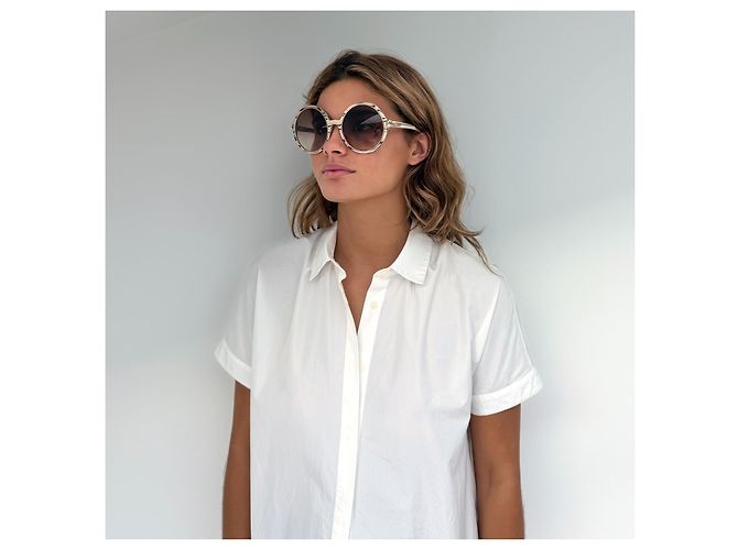 Tom Ford Carrie Runde Sonnenbrille Acetat Braun - Ansicht 2