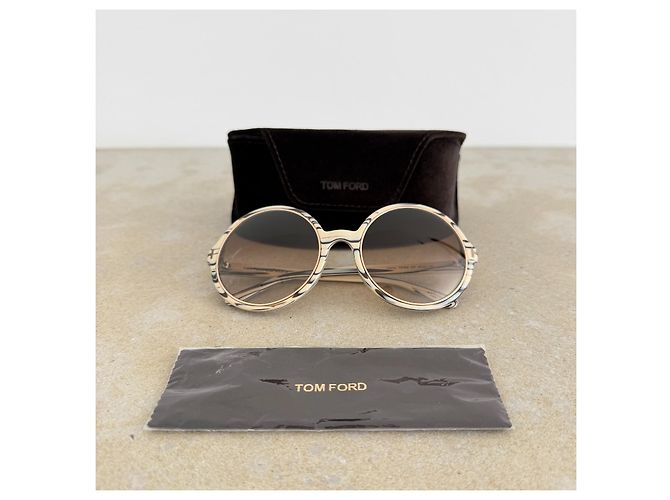 Tom Ford Carrie Runde Sonnenbrille Acetat Braun - Ansicht 3