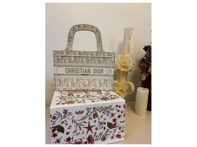Bolso Dior Book Tote Mini Oblique Beige - vista 2