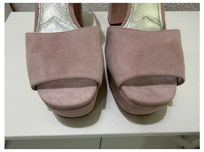Sandali Prada Camoscio Rosa Plateau Tacchi Alti - vista 5