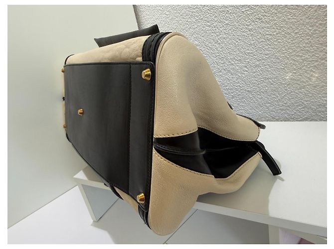 Chloé Alice Drew Leder Handtasche Bicolor Schwarz Beige - Ansicht 11