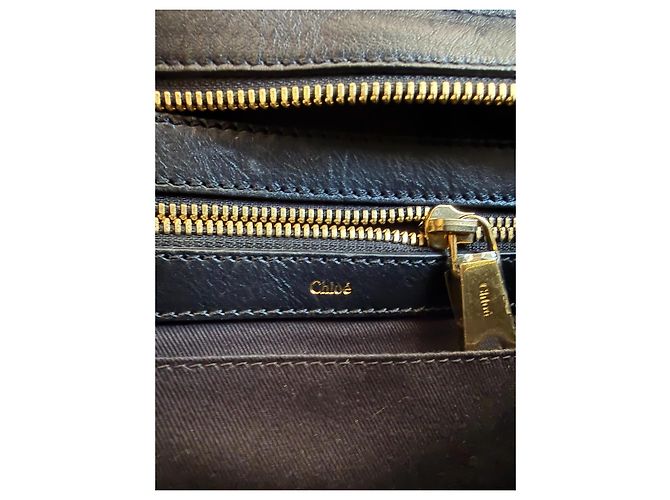 Chloé Alice Drew Leder Handtasche Bicolor Schwarz Beige - Ansicht 14